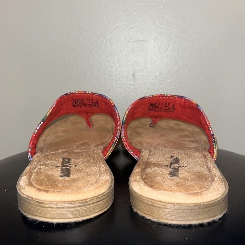 Minnetonka Aztec Frisco Sandals, Flip Flops, vibrant multi color women’s size 9 - Picture 7 of 11